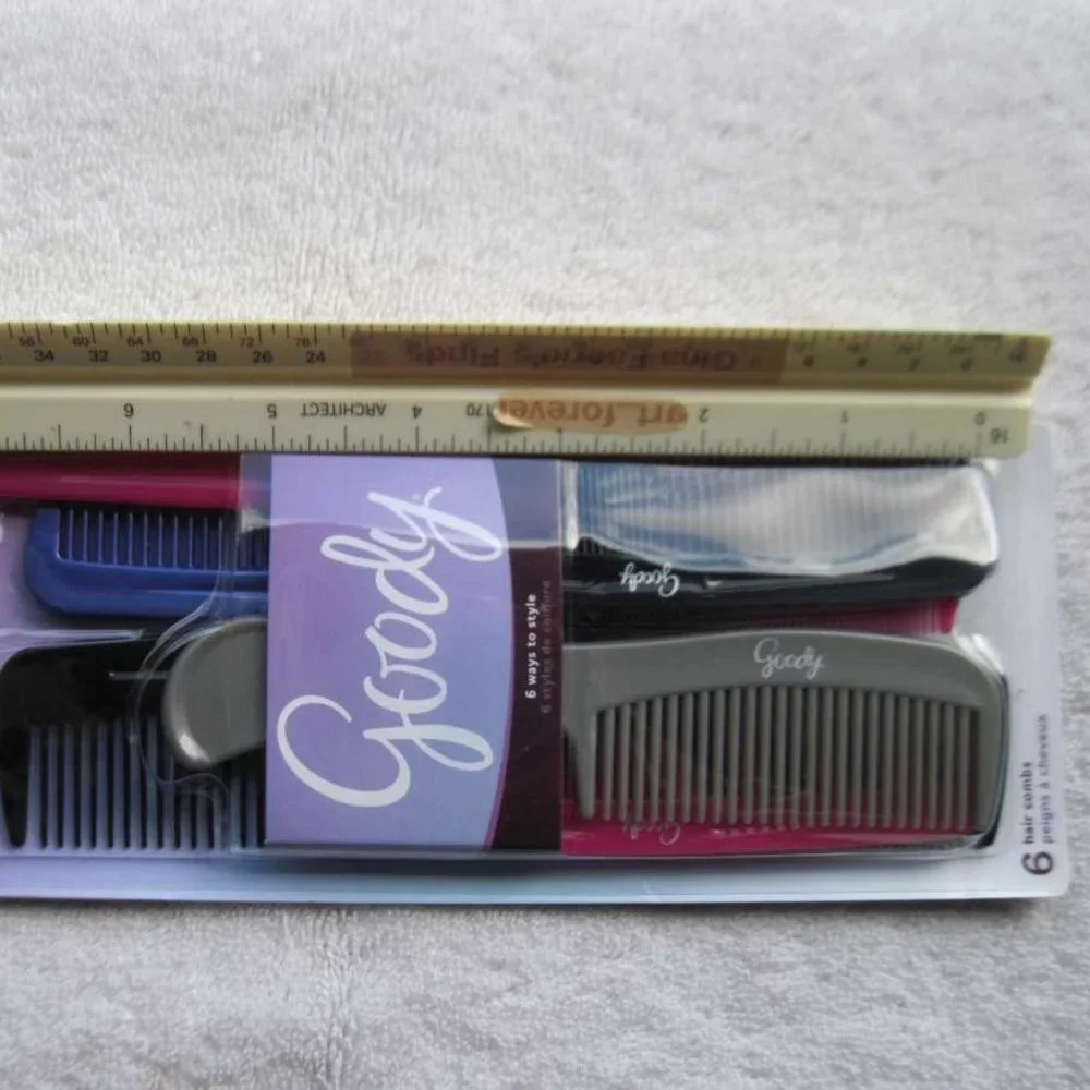 Goody Value 6 Pack Plastic Multi Hair Super Comb Set All Purpose Style Detangle